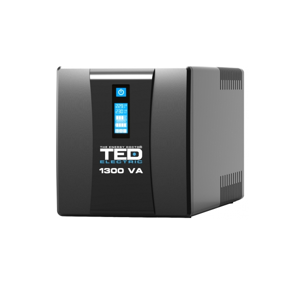 TED ® 1300VA 750W UPS Line Interactive – LCD displejs – 4 x izejas | Akumulatori 2x 12V-7Ah