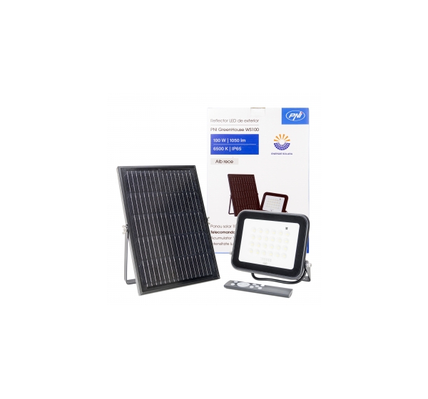 PNI ® PNI GreenHouse 100W LED floodlight with solar panel and 10000mAh battery | Remote control