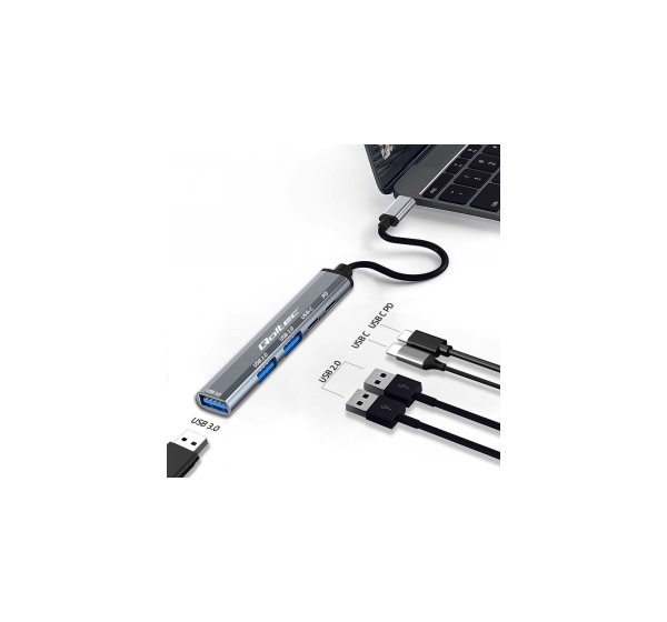 Qoltec ® Qoltec Hub Adapter USB-C 3.1 5-in-1 | USB-C PD | USB-C | 2× USB 2.0 | USB 3.0