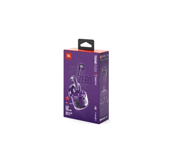JBL Tune Flex Ghost Edition Noise Cancelling Earbuds, Purple