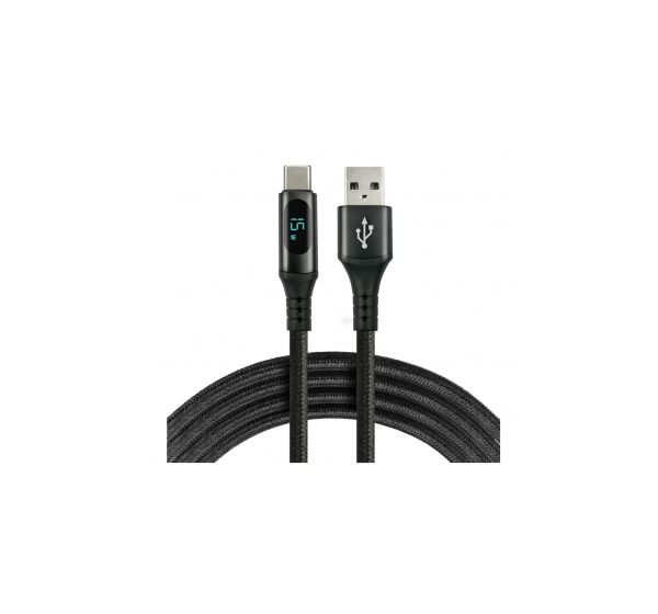 everActive™ Kabelis ar LCD displeju USB – USB-C 200 cm Ātrā uzlāde 3A