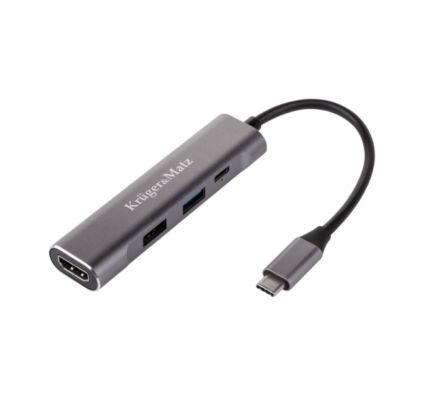 Kruger&Matz USB Type-C 3.1 adapteris (HUB) uz HDMI | USB 3.0 | USB 2.0 | USB-C portu
