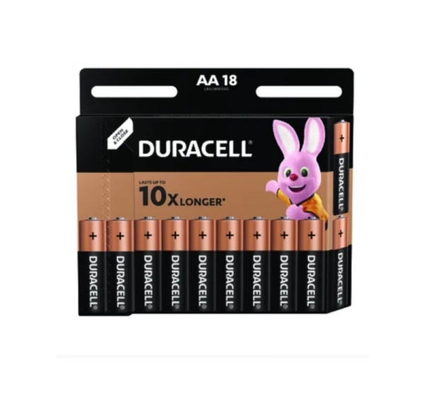 Duracell AA (LR6) baterijas 1.5V Duracell BASIC sērija Alkaline MN1500 iepakojumā 18 gb.
