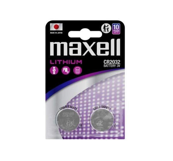 Maxell CR2032 baterijas 3V Maxell litija CR2032 iepakojumā 2 gb.