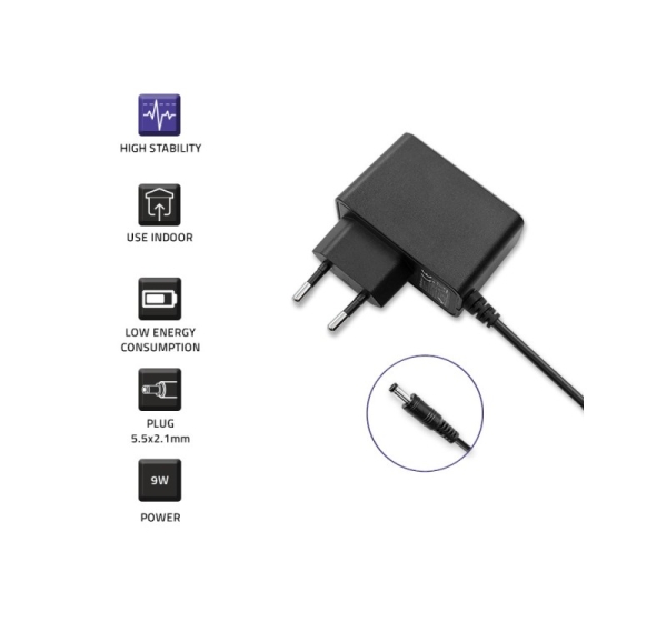 Qoltec ® 9V Barošanas adapteris PREMIUM 9W | 9V | 1A | 5.5*2.1 | Qoltec