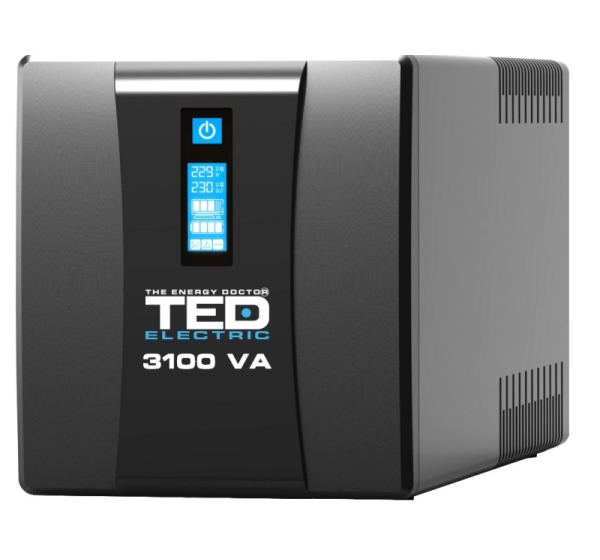 TED ® ИБП 3100VA Line Interactive | 1800W | Аккумуляторы 4x 12V/9Ah | Удалённое управление через USB