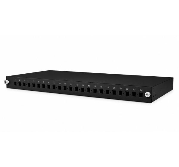 Tracom 19" Fixed optical patch panel with out splice trays, 24 port SC simplex or LC duplex