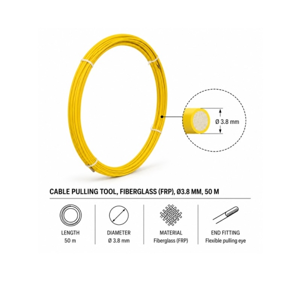 ElectroBase ® Устройство для протяжки кабеля, стекловолокно (FRP), Ø3,8 мм, 50 м