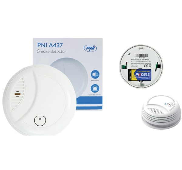 Qoltec ® Standalone smoke sensor PNI A437, sound and light alarm, 85 dB, white