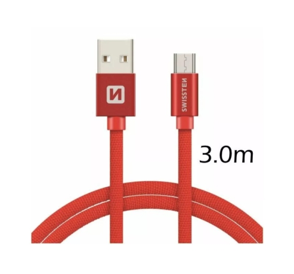 Swissten Textile Quick Charge Universāls Micro USB Datu un Uzlādes Kabelis 3m
