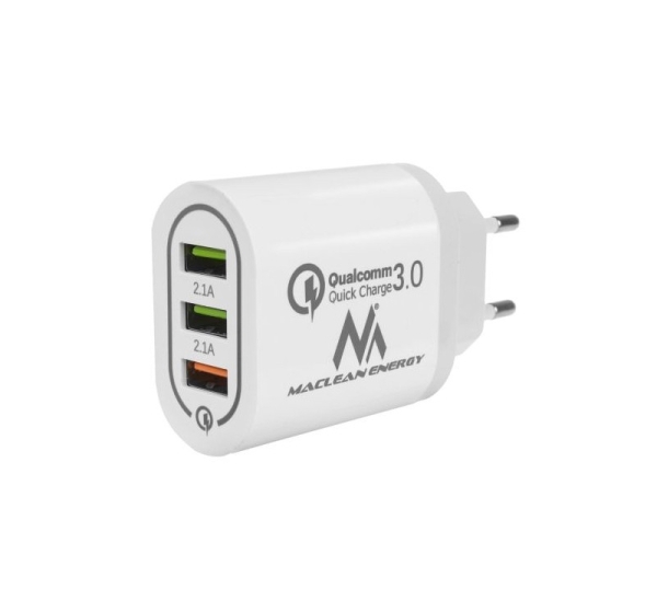 Maclean Energy MCE479W 3xUSB lādētājs QC 3.0