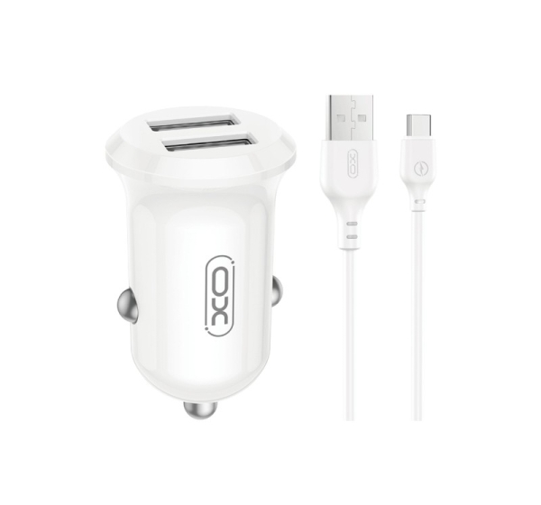 XO CC67 Automašīnas lādētājs 2xUSB 12W + Type C kabelis