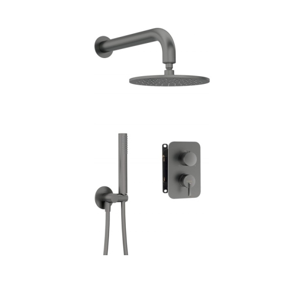 Concealed shower set with mixer box - with overhead shower