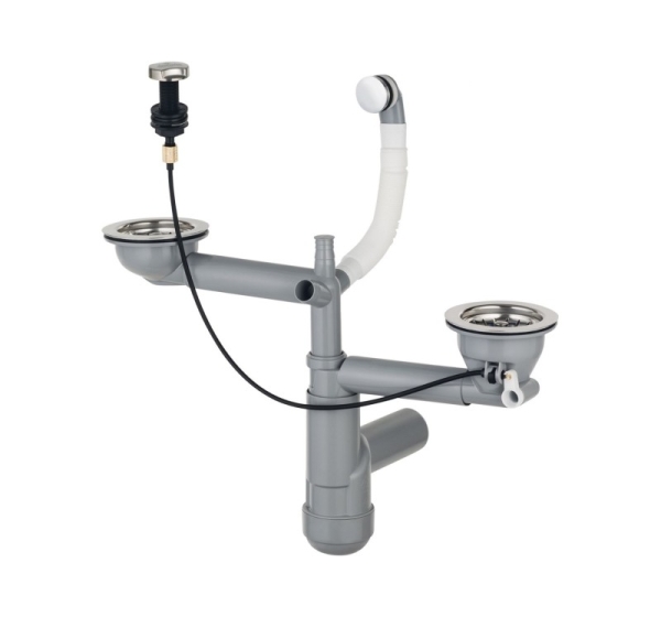 Siphon for 1.5- and 2-bowl granite sink - Space-Saver