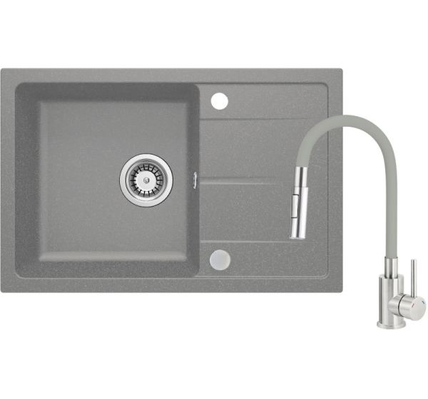 Granite sink with flexible spout faucet
