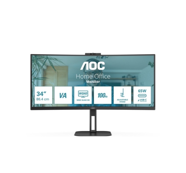 AOC V5 CU34V5CW/BK LED display 86.4 cm (34") 3440 x 1440 pixels Wide Quad HD Black