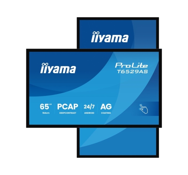 iiyama T6529AS-B1AG Signage Display Kiosk design 163.8 cm (64.5") LED Wi-Fi 420 cd/m² 4K Ultra HD Black Touchscreen Built-in processor Android 24/7