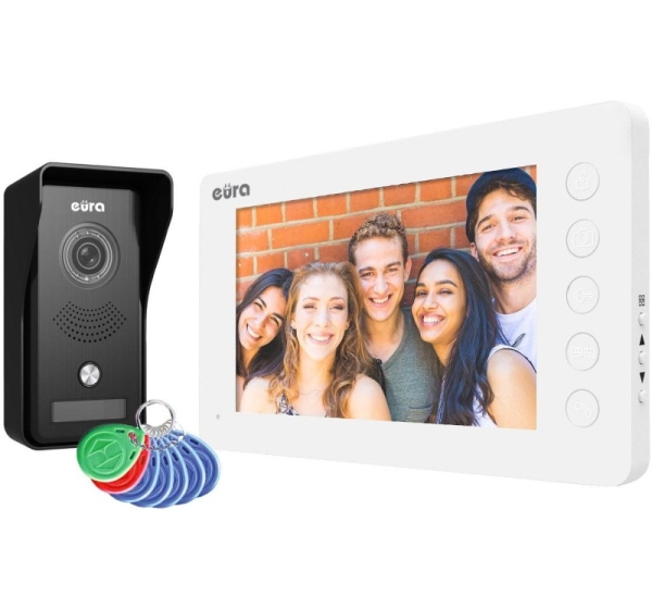 Video intercom white monitor EURA VDP-76A3
