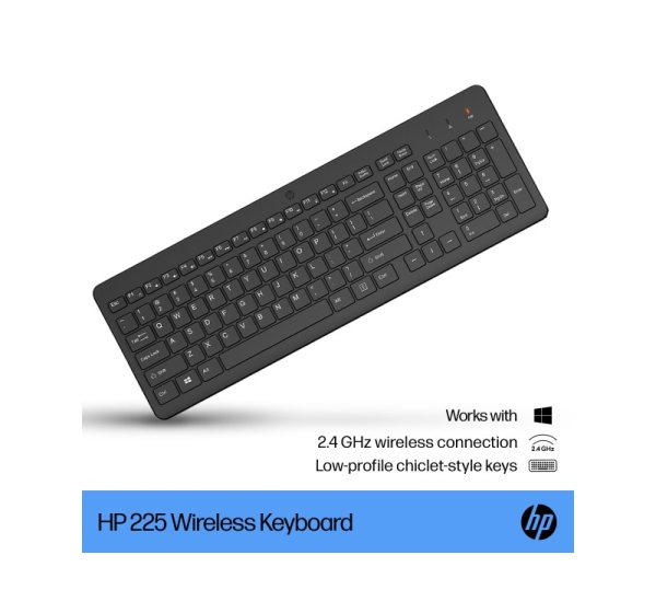 HP 225 Wireless Keyboard, spill resistant - Black - US ENG 805T1AA#ABB