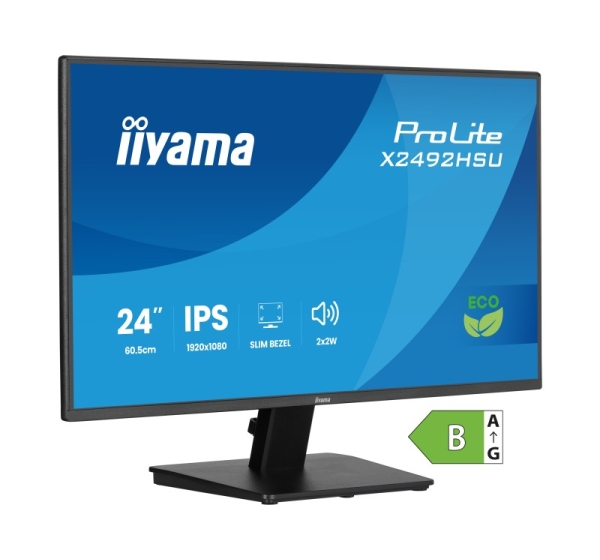 IIYAMA 24” IPS Full HD panel with 4-side slim bezel X2492HSU-B1