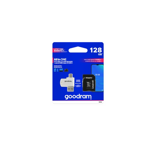 Goodram MicroSDXC 128GB Class 10 UHS I + Card reader + adapter