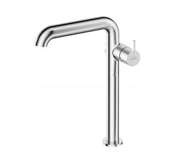 Tall washbasin mixer with rectangular spout