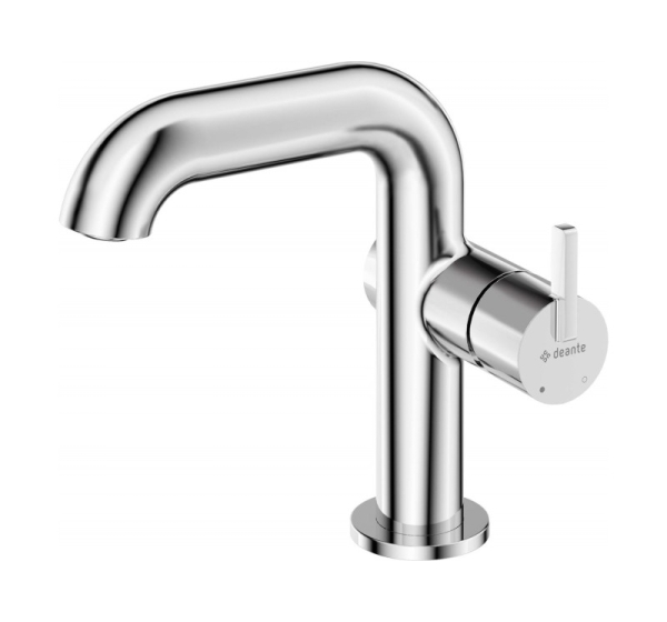 Washbasin mixer with rectangular spout