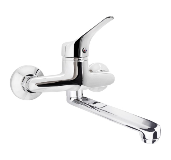 Wall-mounted washbasin mixer