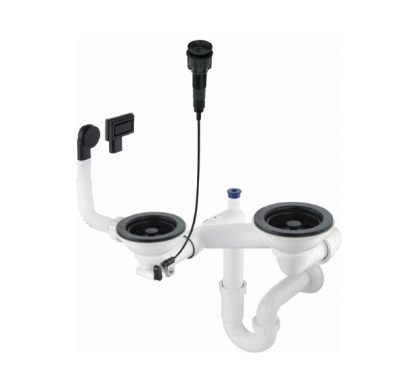 Siphon for 1.5- and 2-bowl granite sink - Space-Saver