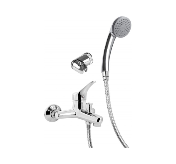 Wall-mounted bathtub mixer with shower set