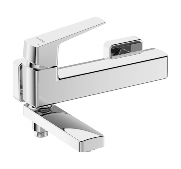 Wall-mounted bathtub mixer - with folding spout