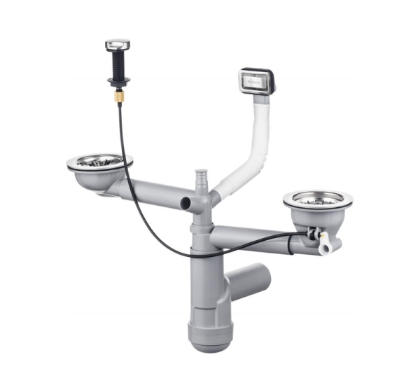 Siphon for 1.5- and 2-bowl granite sink - Space-Saver
