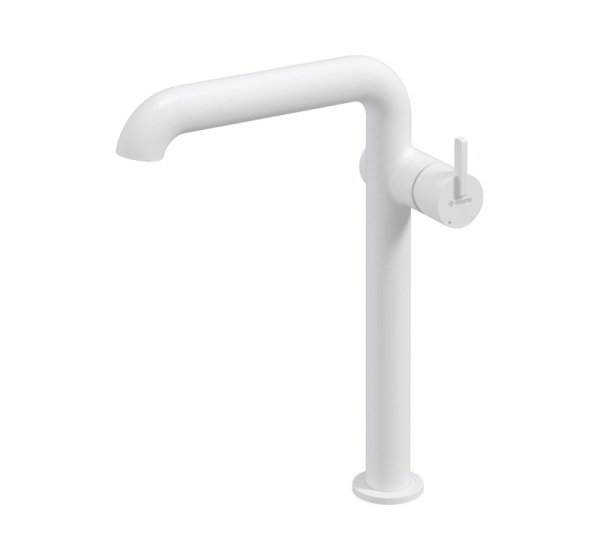 Tall washbasin mixer with rectangular spout