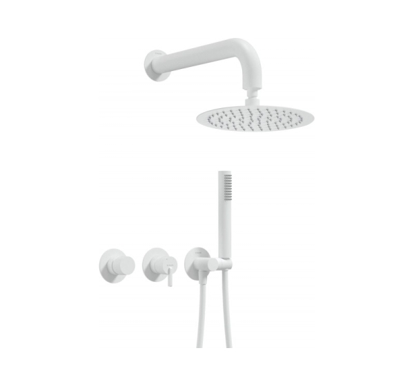 Concealed shower set with overhead shower - with horizontal mixer