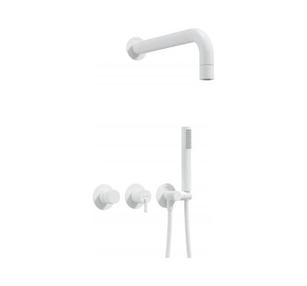 Concealed shower set with hand shower - with horizontal mixer