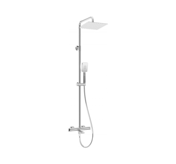 Rain shower with thermostatic bathtub faucet
