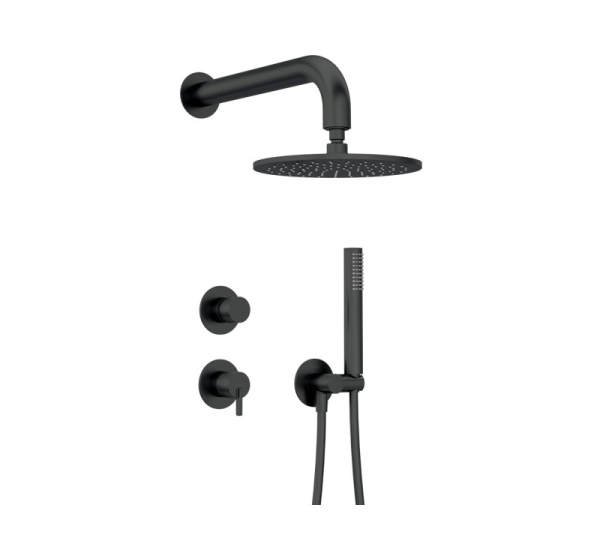 Concealed shower set with overhead shower