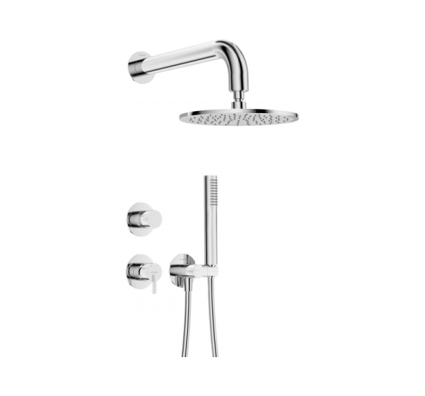 Concealed shower set with overhead shower