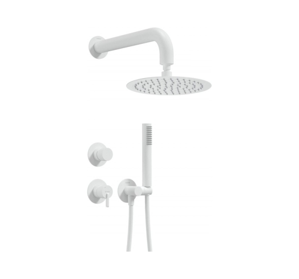 Concealed shower set with overhead shower