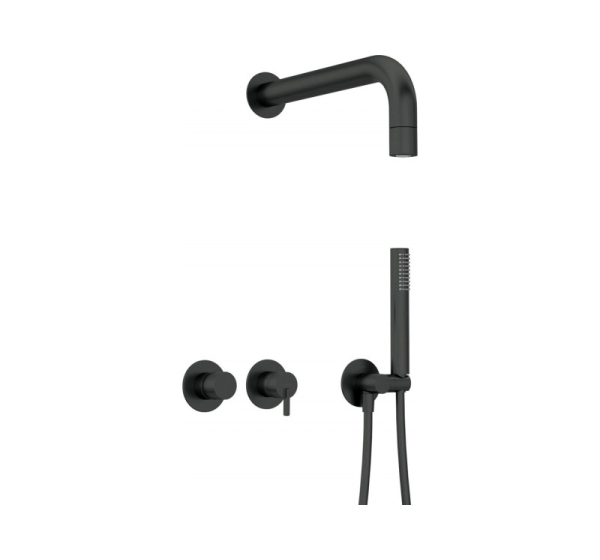 Concealed shower set with hand shower - with horizontal mixer