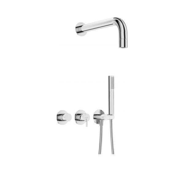 Concealed shower set with hand shower - with horizontal mixer