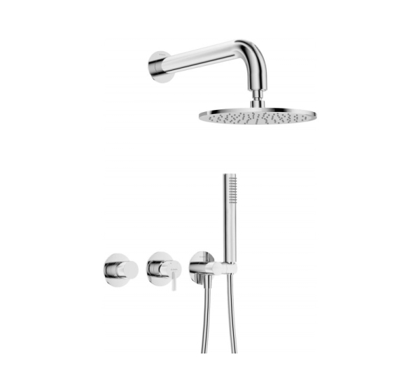 Concealed shower set with overhead shower - with horizontal mixer