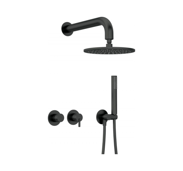 Concealed shower set with overhead shower - with horizontal mixer