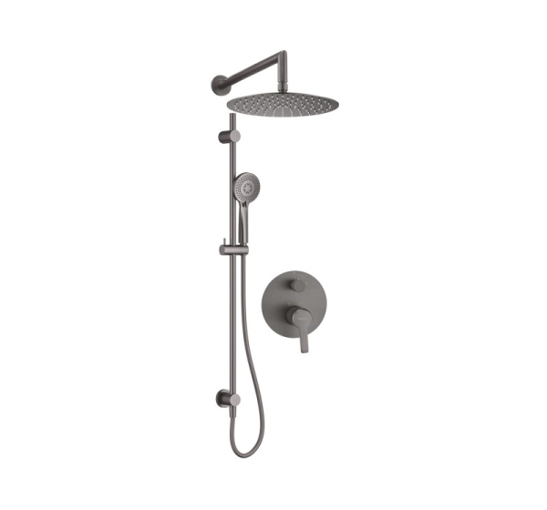 Concealed shower set with rail - with overhead shower
