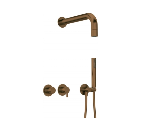 Concealed shower set with head - horizontal mixer