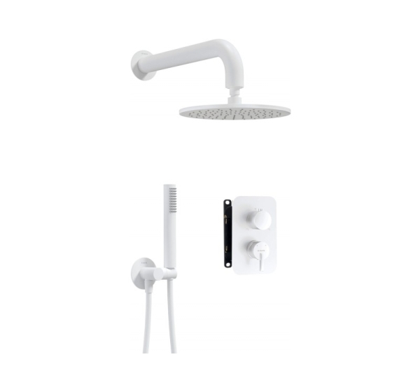 Concealed shower set with mixer box - with overhead shower
