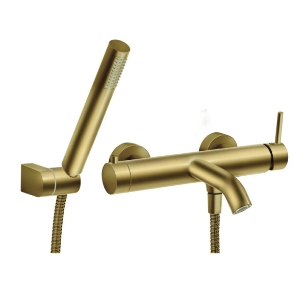 BATH MIXER WITH SHOWER SET BRUSHED GOLD