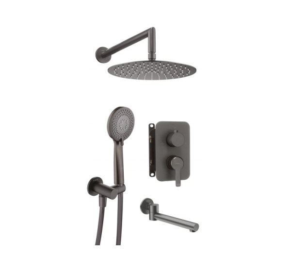 Concealed shower set with bath spout