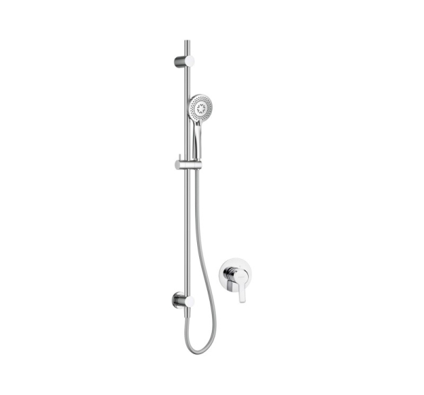 Concealed shower set with rail