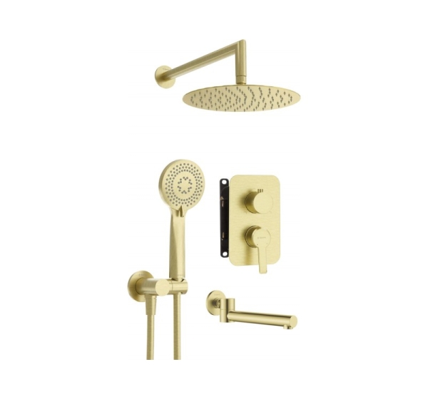 Concealed shower set with bath spout